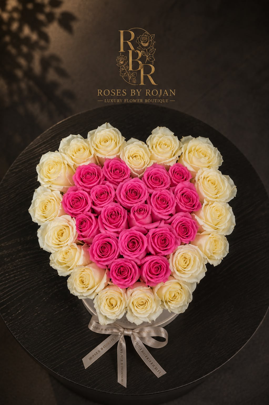Blush Heart: pink and white rose in a gift box (view 2)