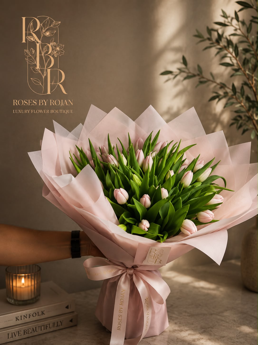 Blush Whisper Tulip Bouquet: pink tulip in a bouquet