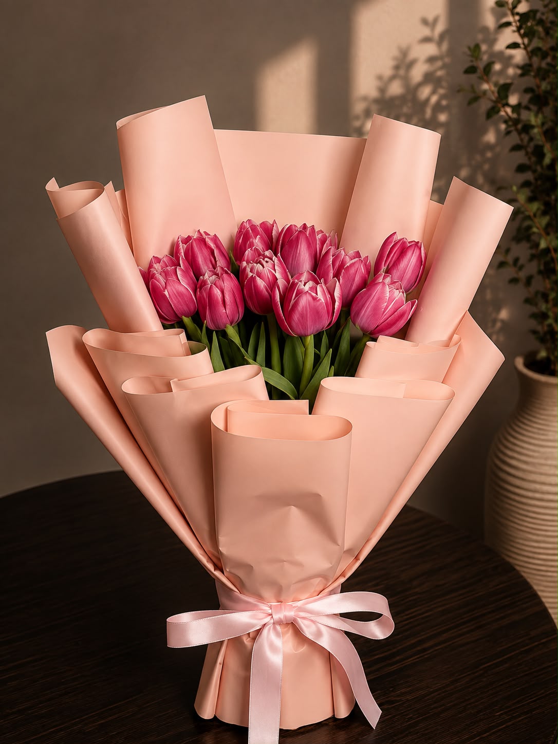 Blush Tulip Whisper: pink tulip in a bouquet (view 2)