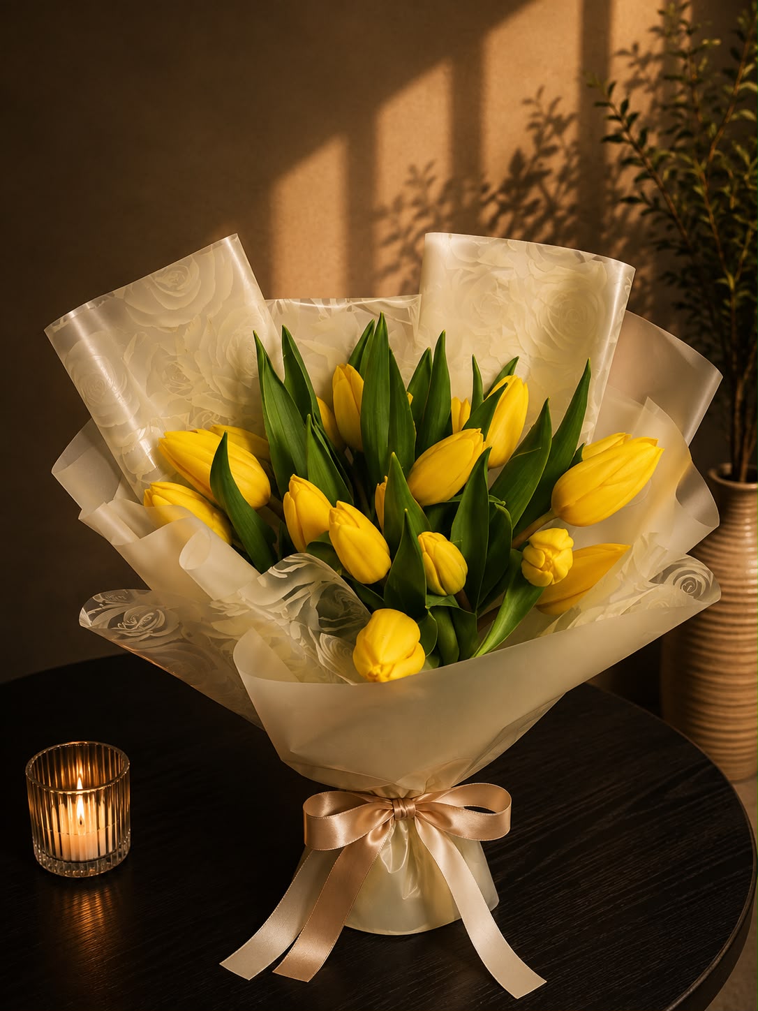 Mellow Sunshine Tulip: yellow tulip in a bouquet