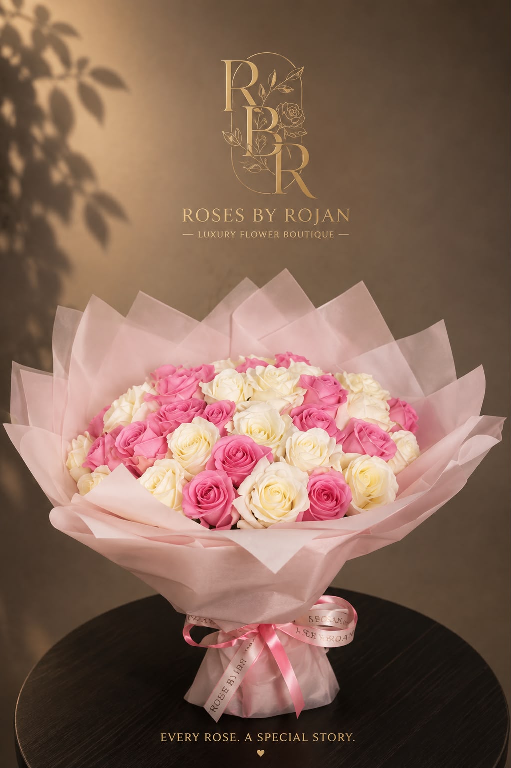 Floral Fancy: pink and white rose in a bouquet
