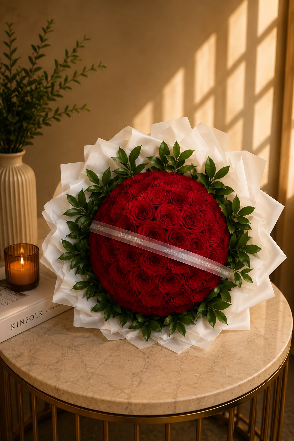 Love Heart White: red rose in a bouquet