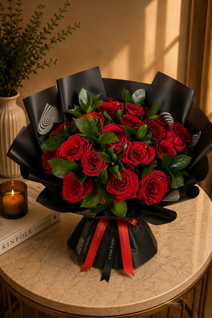 Moments of Love: red rose in a bouquet