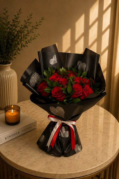 Moments of Love: red rose in a bouquet (view 2)