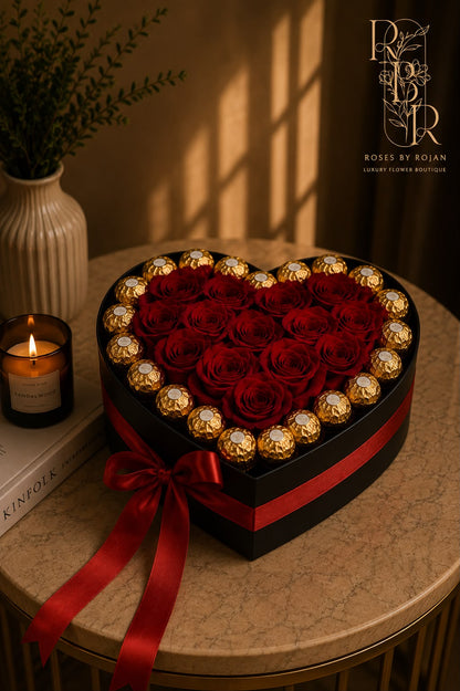 Heart of Love: red rose in a gift box