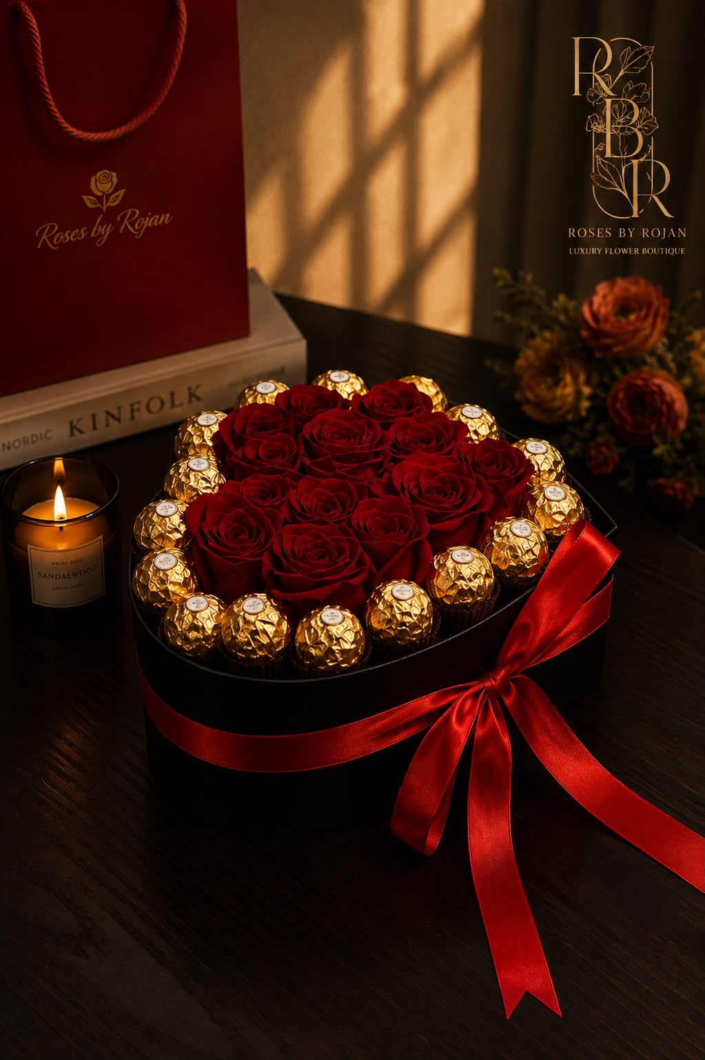 Heart of Love: red rose in a gift box (view 2)