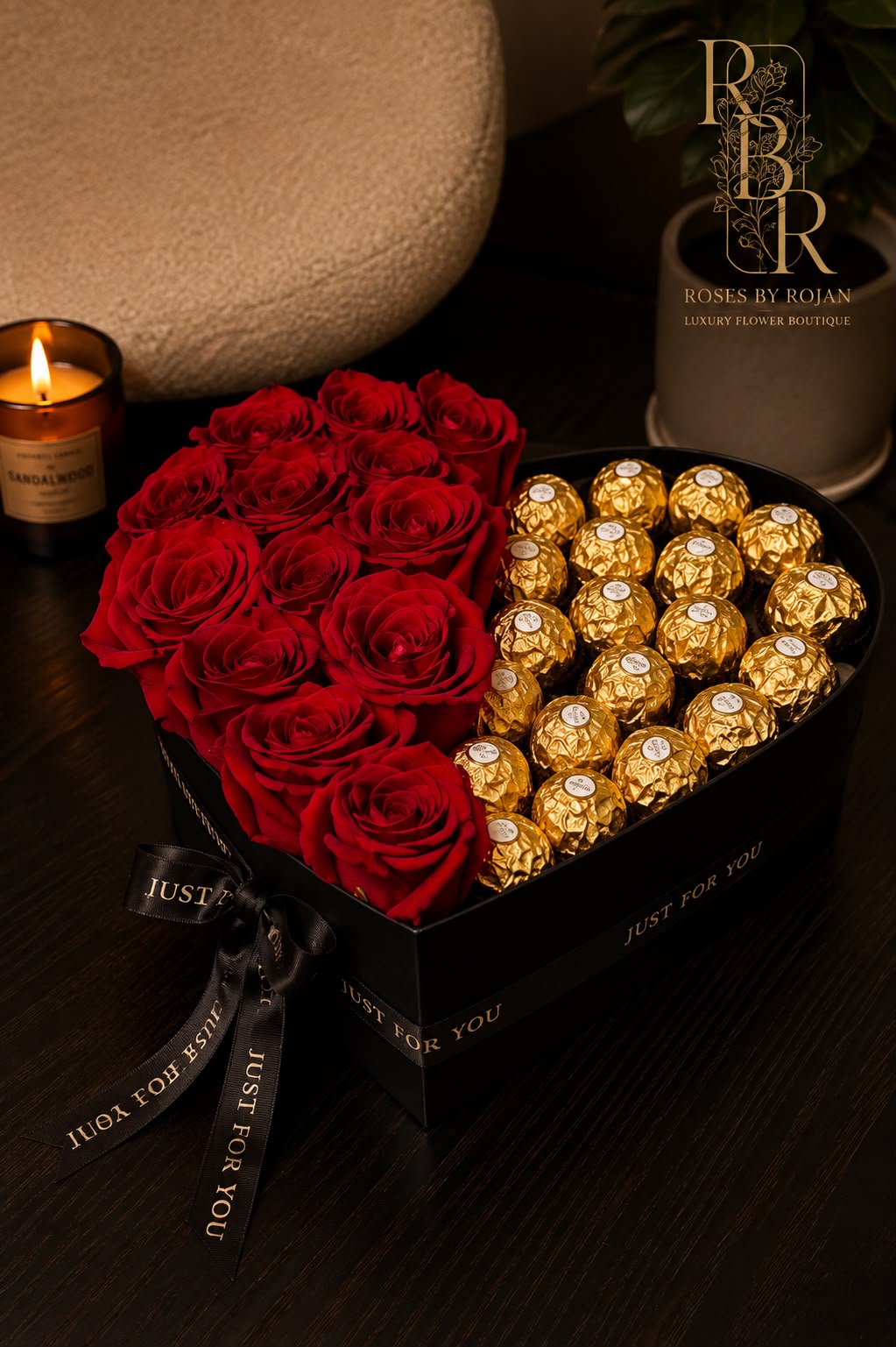 Golden Heart: red rose in a gift box