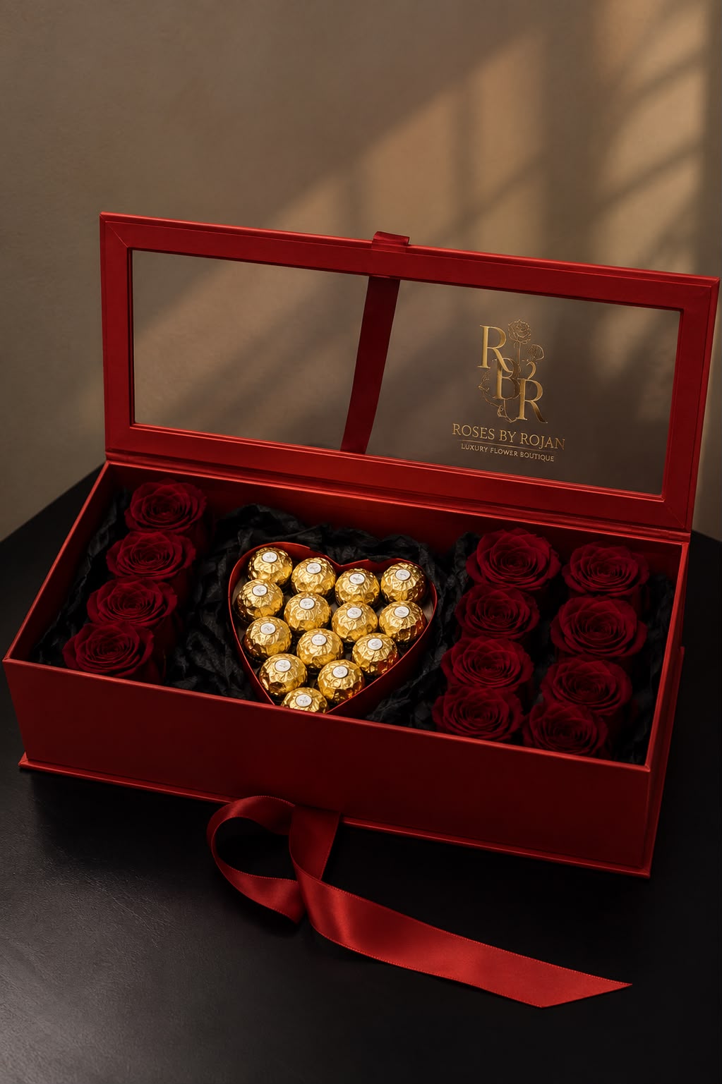 Love in a Box: red rose in a gift box