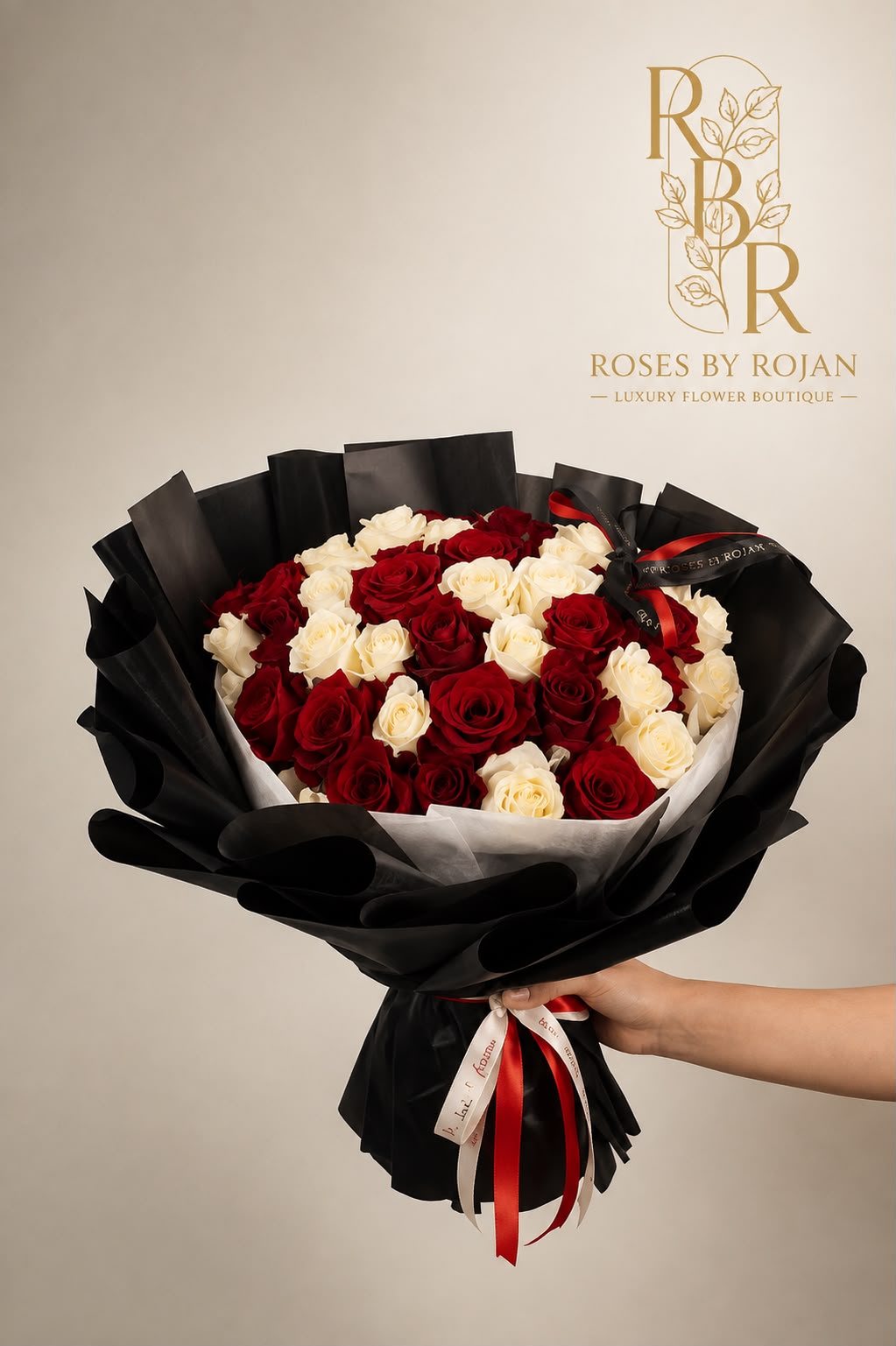 Full of Love: red and white rose in a bouquet