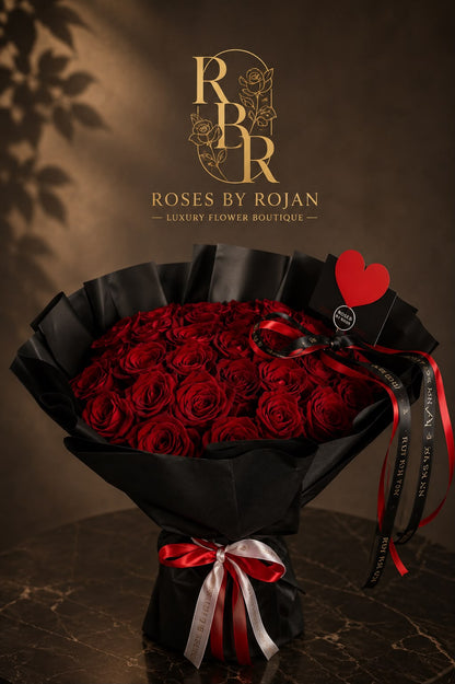 Love Devotion: red rose in a bouquet (view 2)