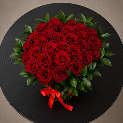 Heart Romance: red rose in a bouquet