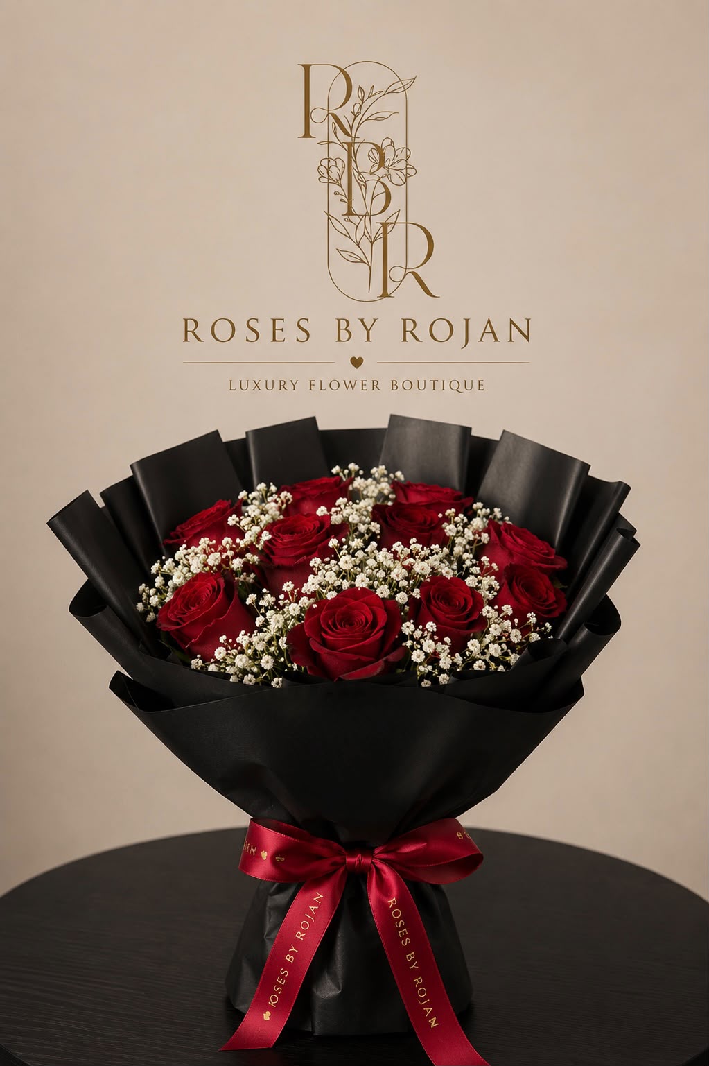 Simple Joyful: red rose, gypsophila in a bouquet