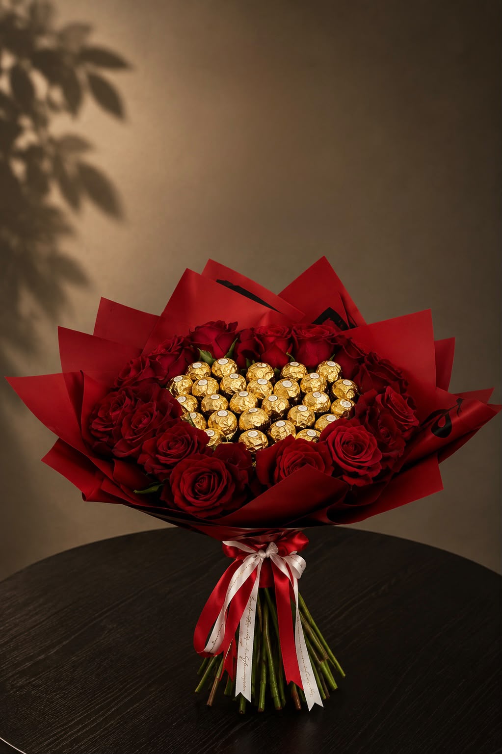 Golden Heart Roses: red rose in a bouquet