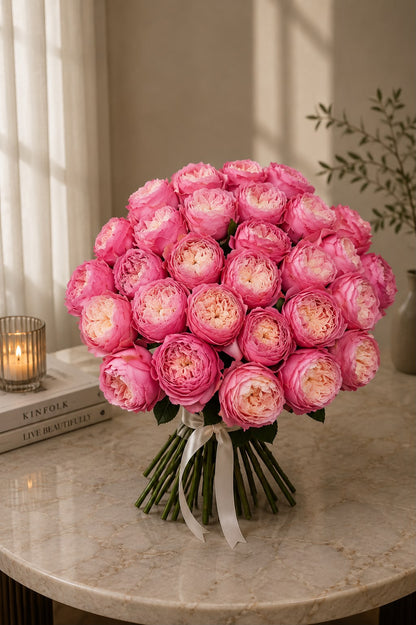 Pink Whisper: pink peony in a bouquet